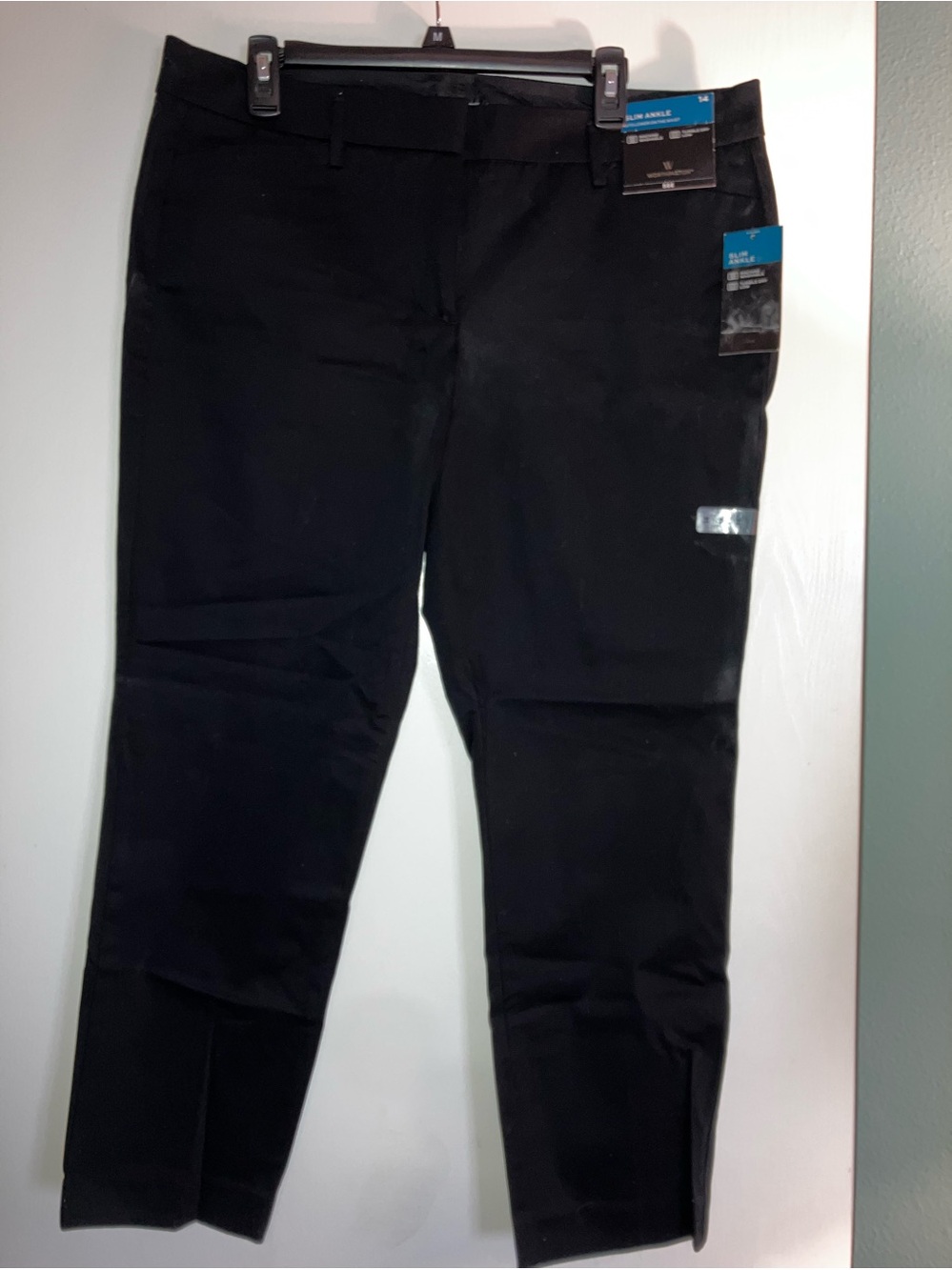 Worthington Slim Ankle Pants Size 14 NWT Black Career Dress Slacks Stretch